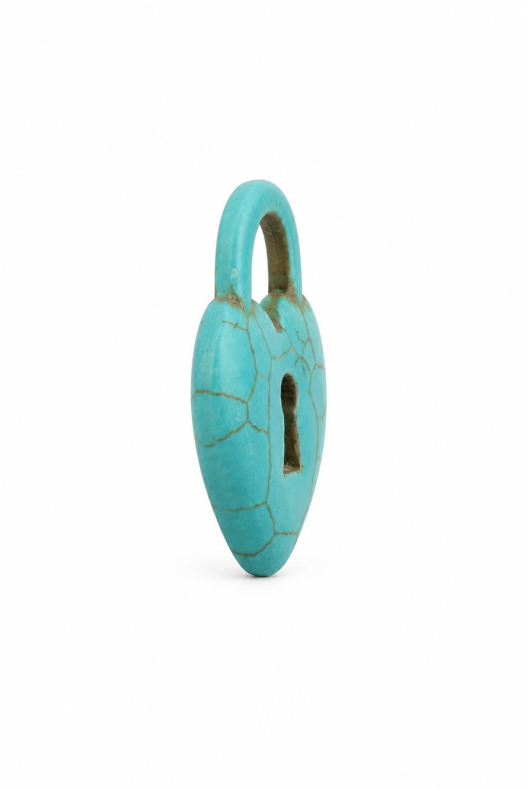 Simulated Turquoise Padlock Heart Pendant, TQ103