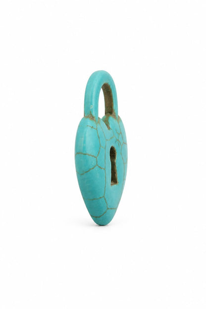 Simulated Turquoise Padlock Heart Pendant, TQ103