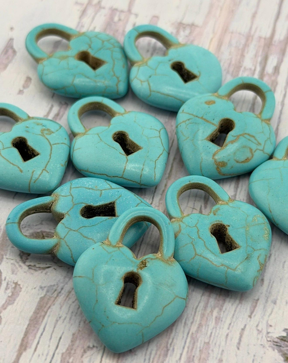 Simulated Turquoise Padlock Heart Pendant, TQ103