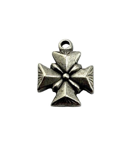 Small Maltese Cross Charm, Antiqued Pewter - PT761