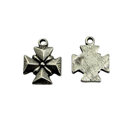 Small Maltese Cross Charm, Antiqued Pewter - PT761
