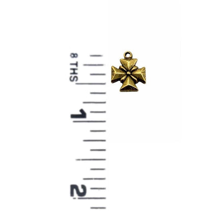 Small Maltese Cross Charm, Antiqued Gold Plated - AG767
