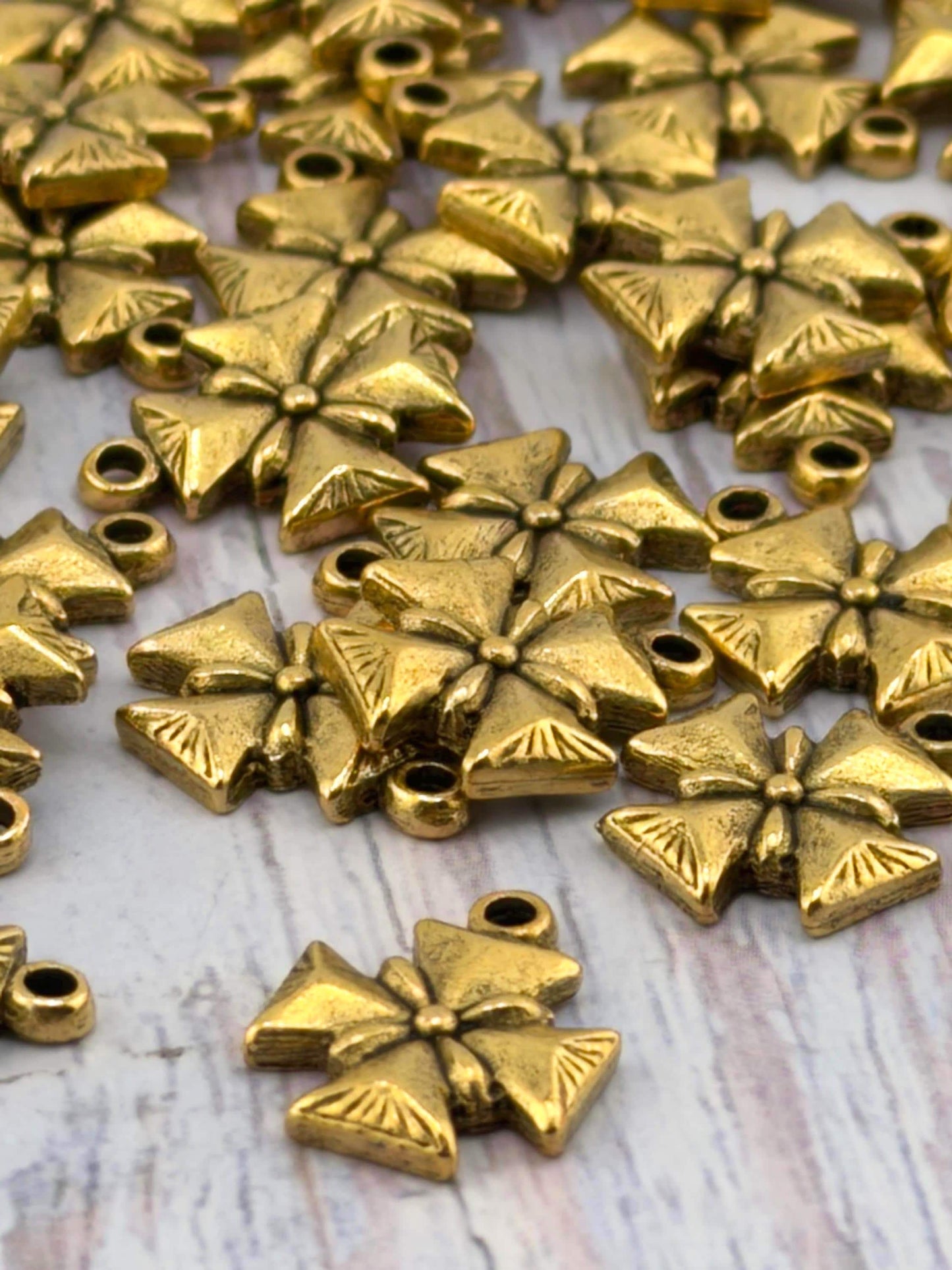 Small Maltese Cross Charm, Antiqued Gold Plated - AG767