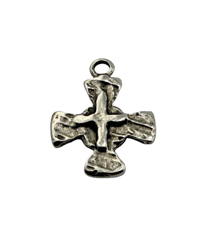 Distressed Cross Charm, Antiqued Pewter - PT435