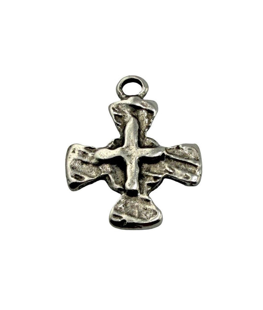 Distressed Cross Charm, Antiqued Pewter - PT435
