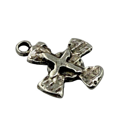 Distressed Cross Charm, Antiqued Pewter - PT435