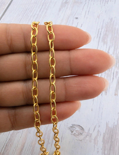 Smooth Oval Cable Chain, Satin Gold Plated - S151-CH