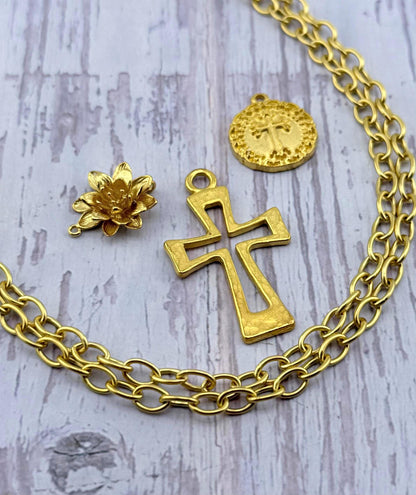 Smooth Oval Cable Chain, Satin Gold Plated - S151-CH
