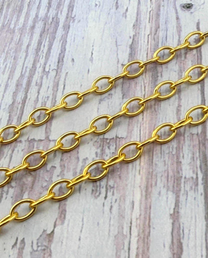 Smooth Oval Cable Chain, Satin Gold Plated - S151-CH