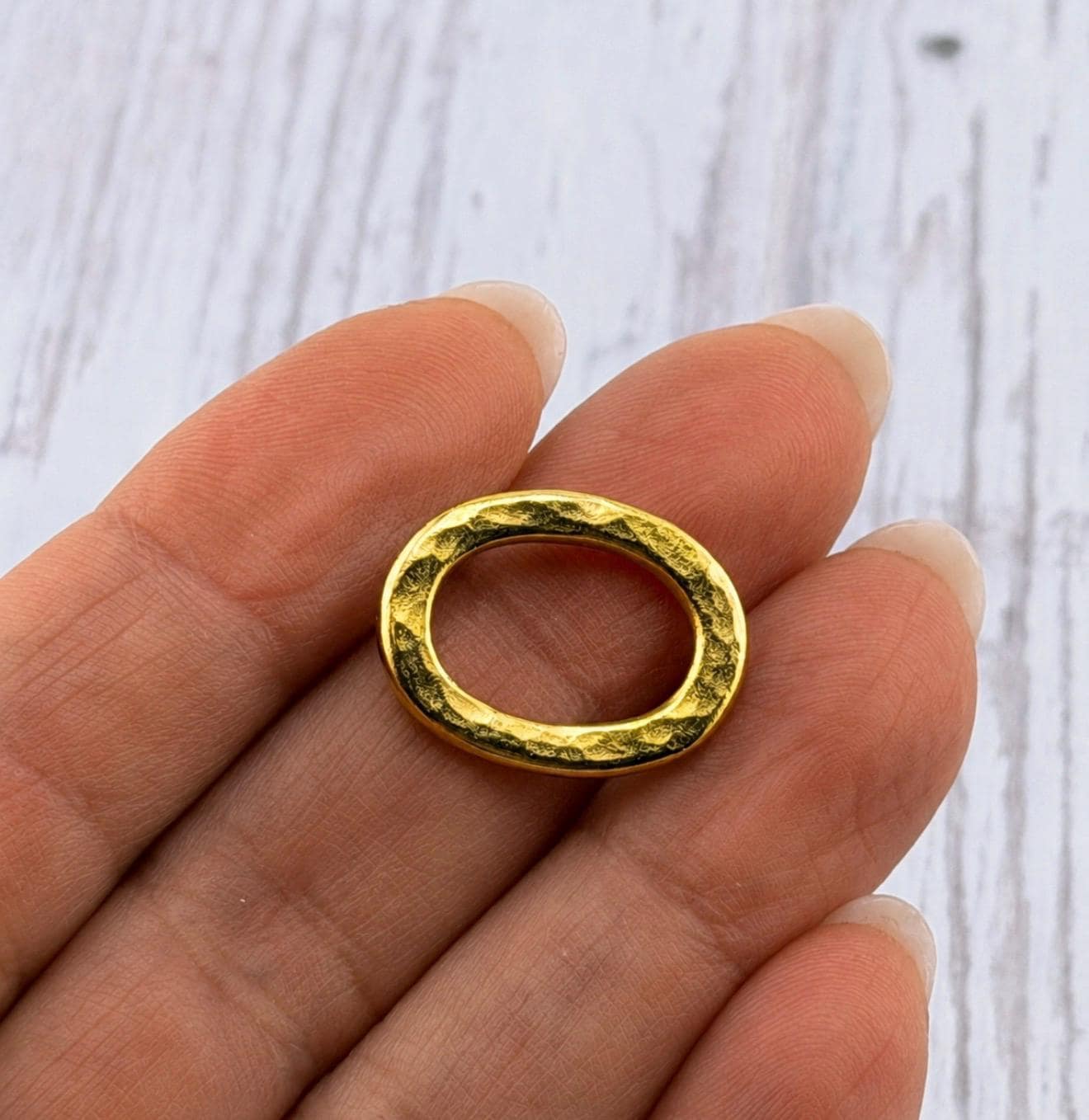 Hammered Ring Connector, Antiqued Gold Plated - AG068