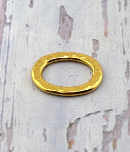Hammered Ring Connector, Antiqued Gold Plated - AG068