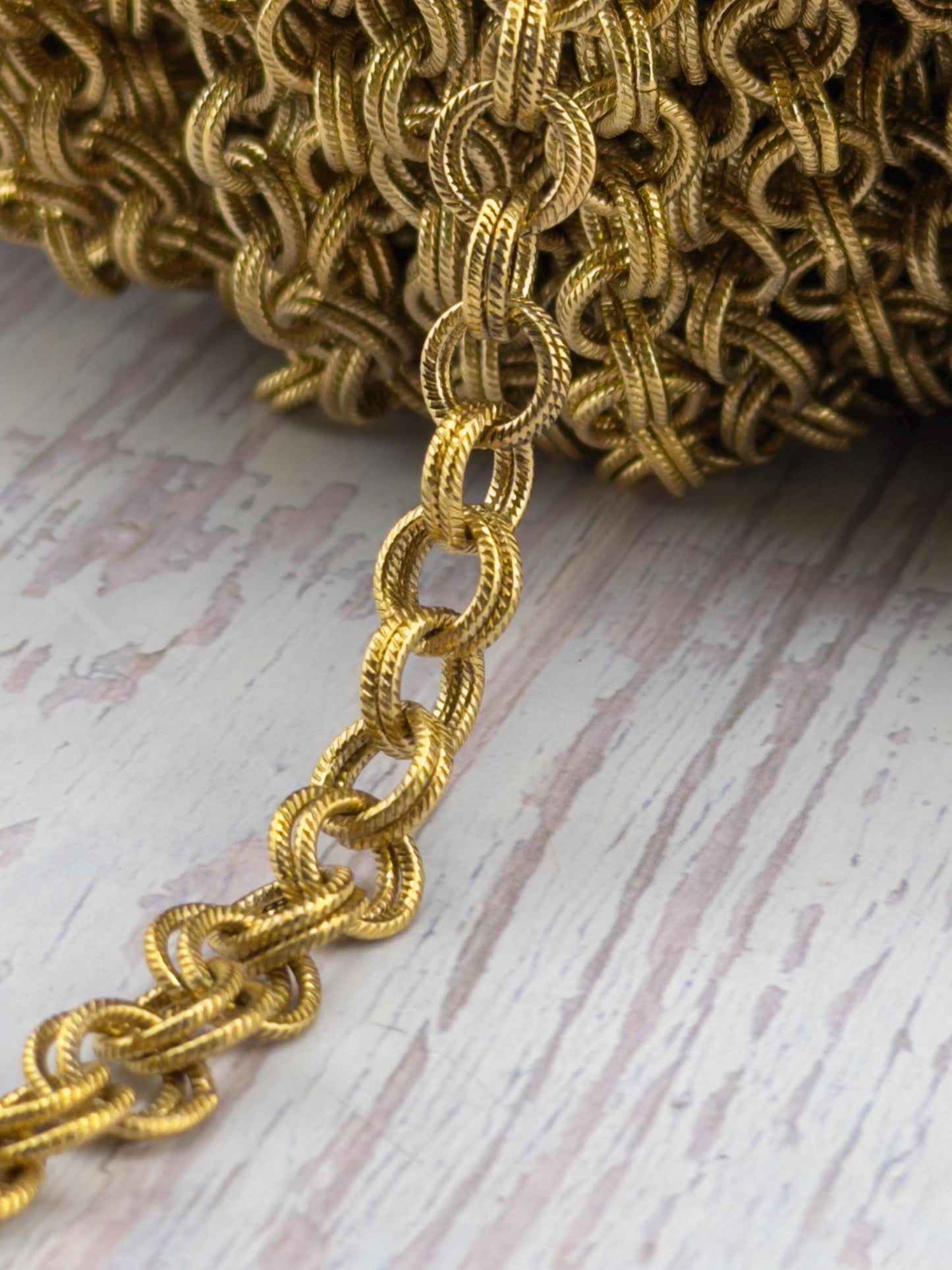 Chunky Double Link Cable Chain, Antiqued Gold Plated - G100