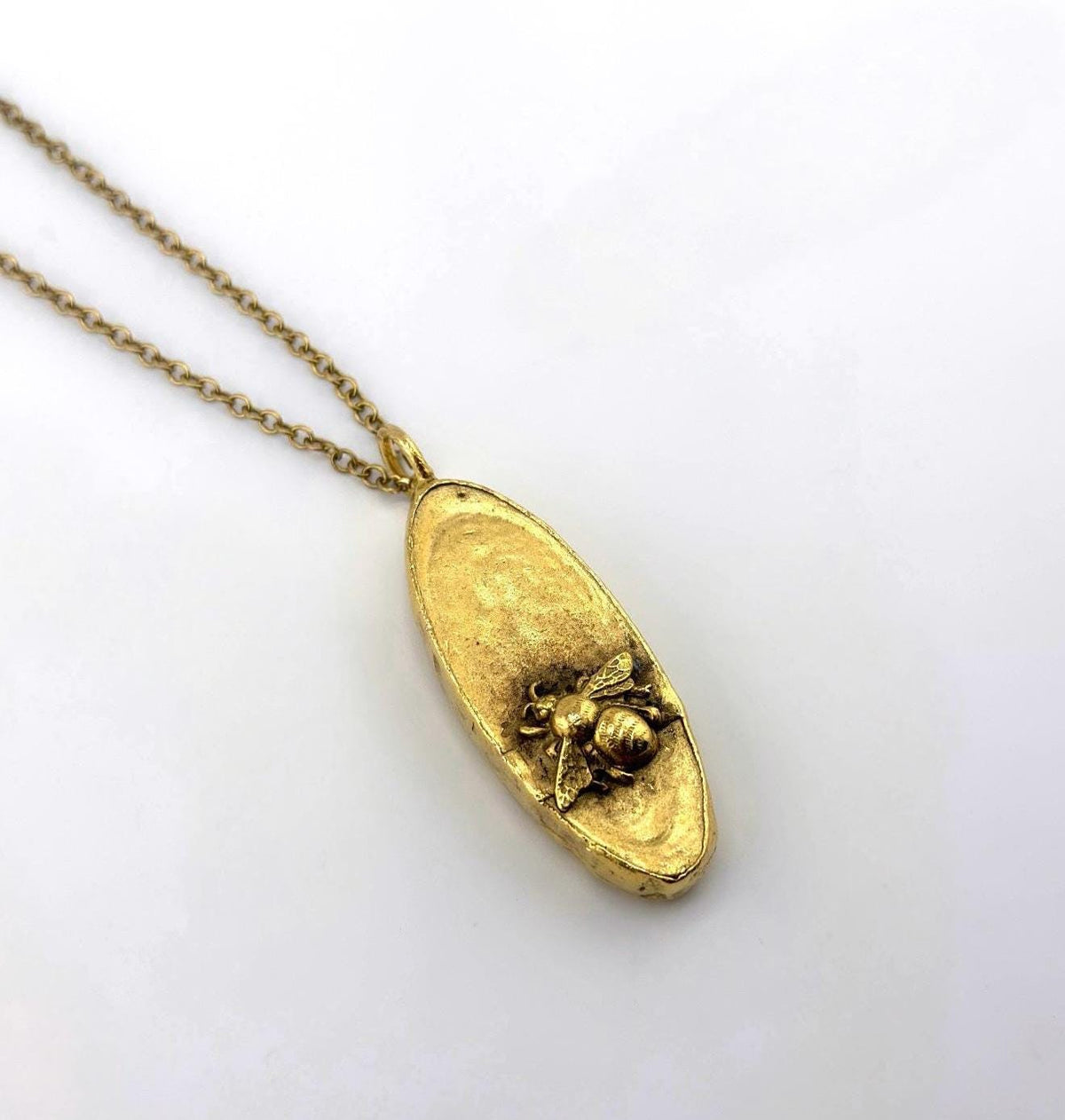 LIMITED EDITION Bee Oval Pendant, Antiqued Gold Plated