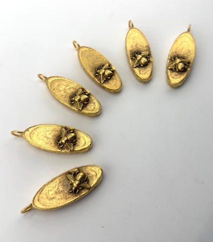LIMITED EDITION Bee Oval Pendant, Antiqued Gold Plated