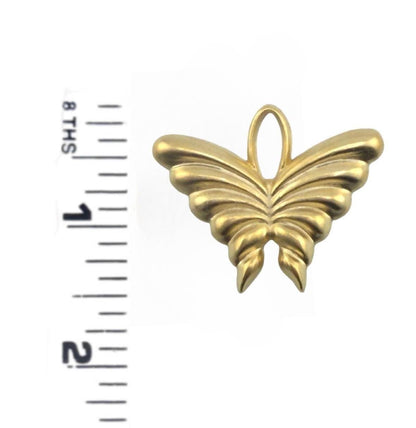 Large Artisan Butterfly Charm, Satin Gold Plated Findings - TB165