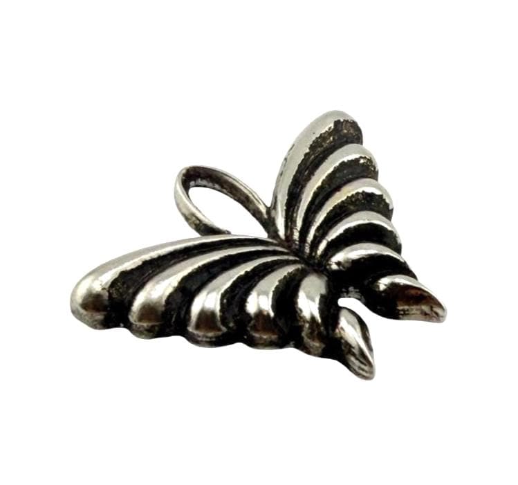 Large Artisan Butterfly Charm, Antiqued Pewter Plated - TB166