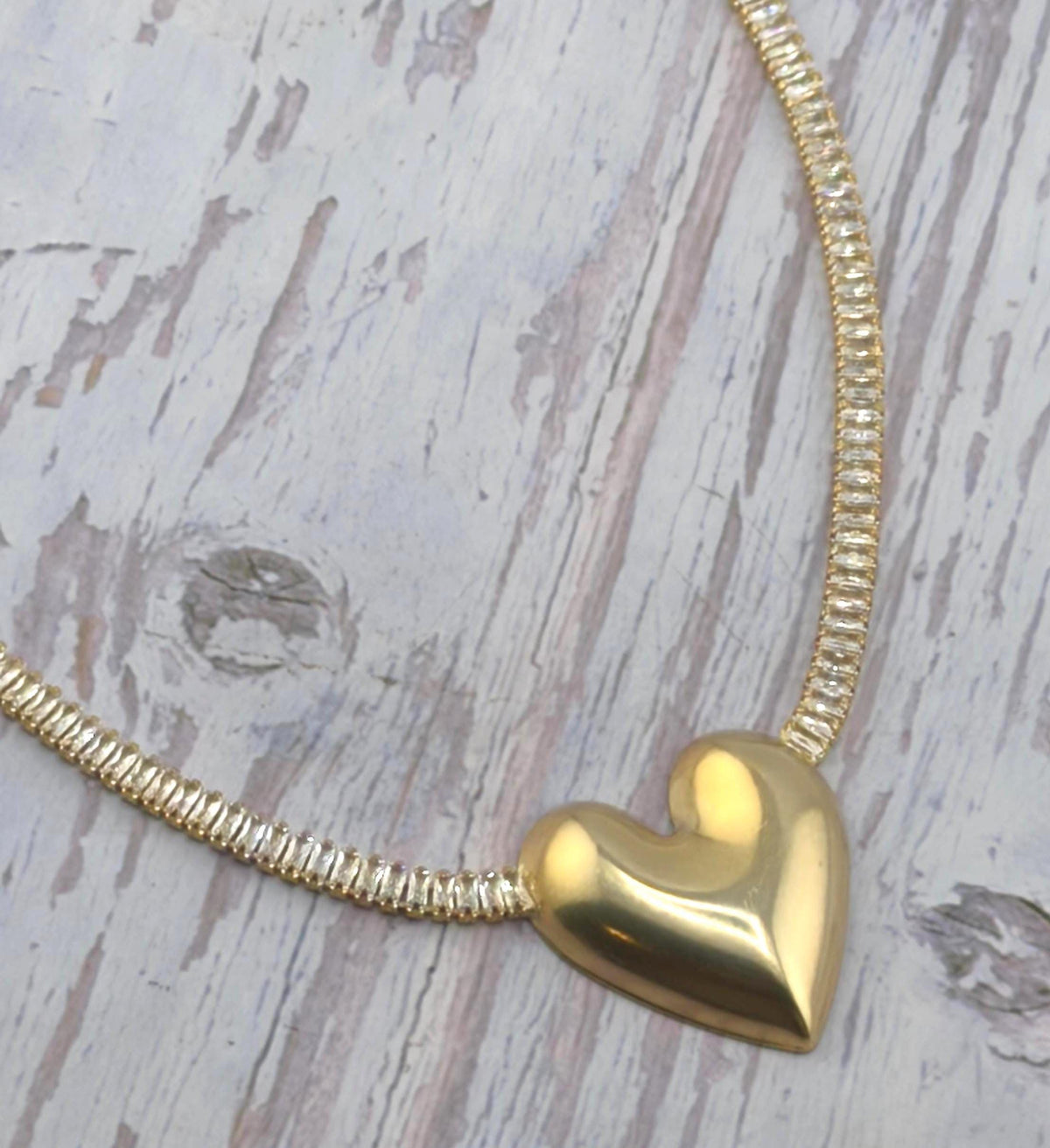 Baguette Tennis Chain Necklace, Micro Pave Zirconia Link Chain 18k Gold Plated - TB167