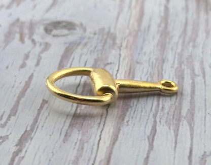 Snaffle Bit Connector Charm, Satin Gold Plated - TB168