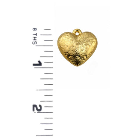 Medium Half-Puffy Hammered Boho Heart Charm - TB170