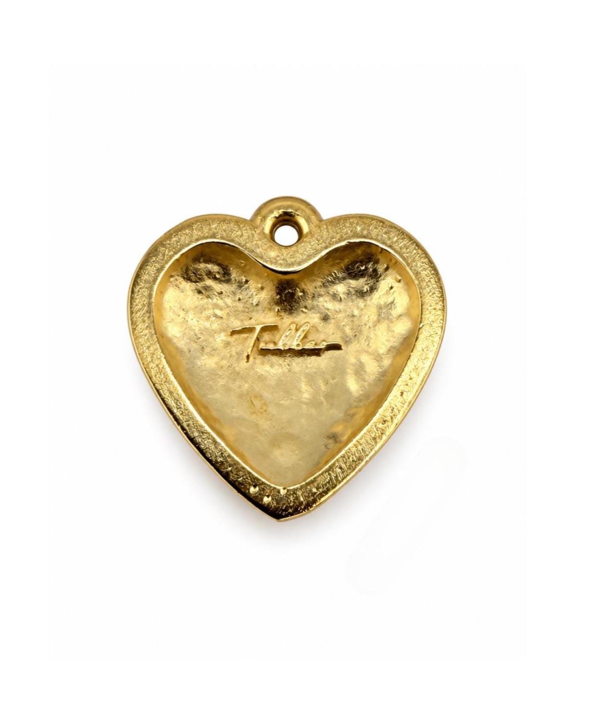 Medium Half-Puffy Hammered Boho Heart Charm - TB170
