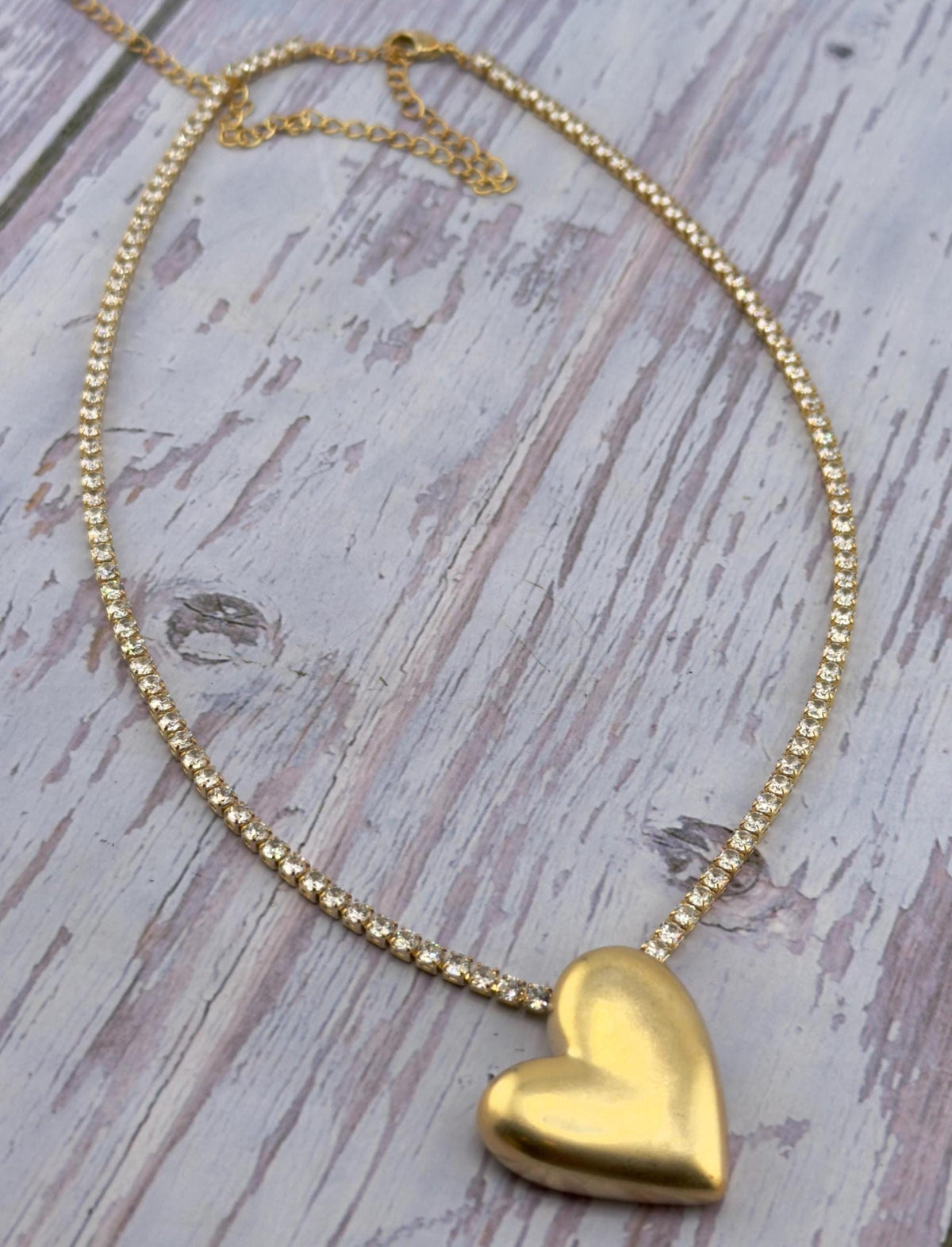 Asymmetrical Half-Puffy Heart Charm, Satin 18k Gold Plated - 053