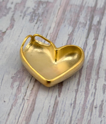 Asymmetrical Half-Puffy Heart Charm, Satin 18k Gold Plated - 053