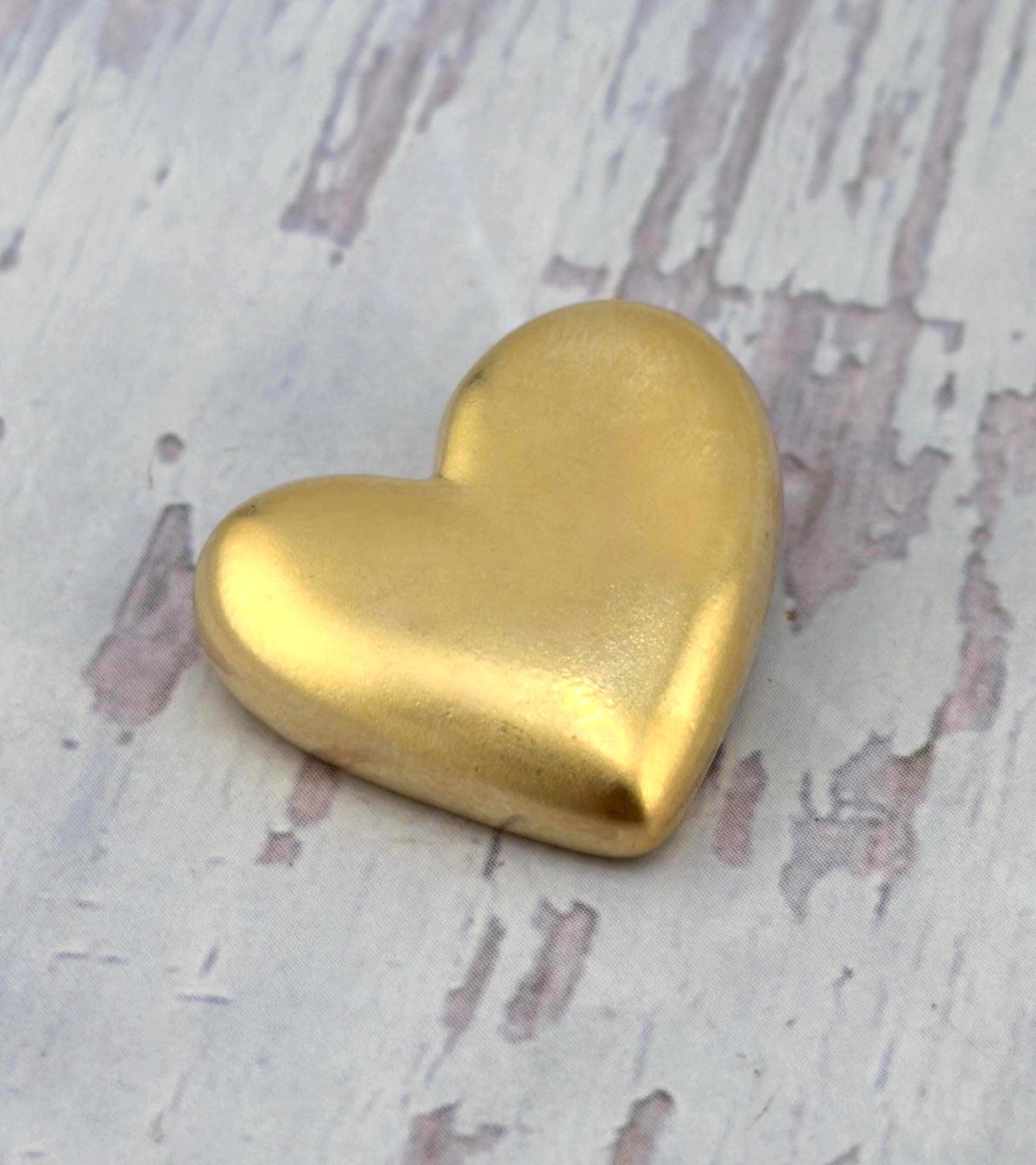 Asymmetrical Half-Puffy Heart Charm, Satin 18k Gold Plated - 053