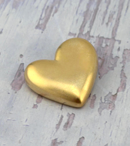 Asymmetrical Half-Puffy Heart Charm, Satin 18k Gold Plated - 053