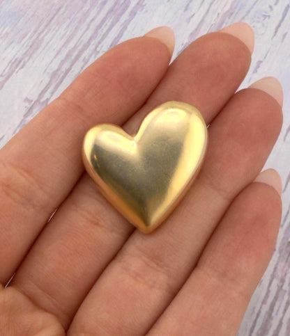 Asymmetrical Half-Puffy Heart Charm, Satin 18k Gold Plated - 053