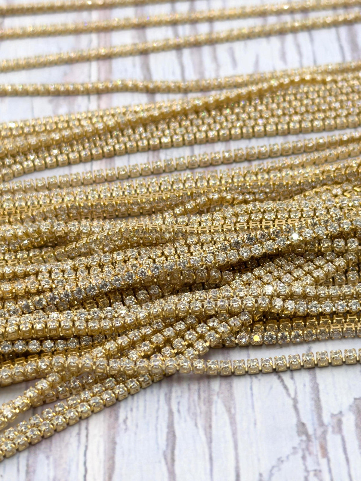 1.6mm Dainty Tennis Chain Micro Pave Necklace, Satin Gold Plated - 004