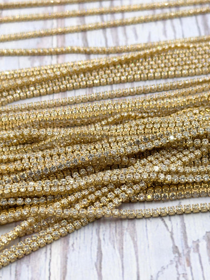 1.6mm Dainty Tennis Chain Micro Pave Necklace, Satin Gold Plated - 004