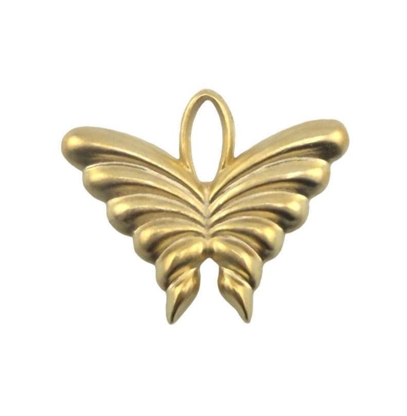 Large Artisan Butterfly Charm, Satin Gold Plated Findings - TB165