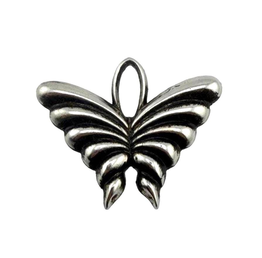 Large Artisan Butterfly Charm, Antiqued Pewter Plated - TB166