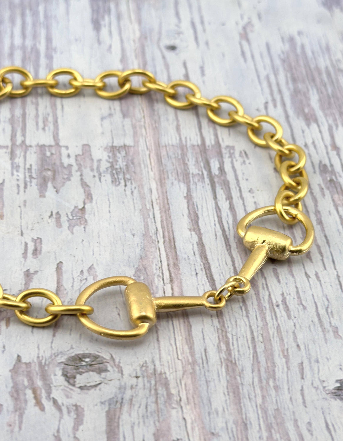 Snaffle Bit Connector Charm, Satin Gold Plated - TB168