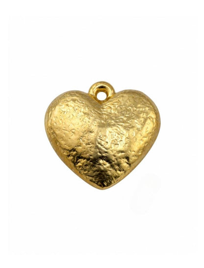 Medium Half-Puffy Hammered Boho Heart Charm - TB170