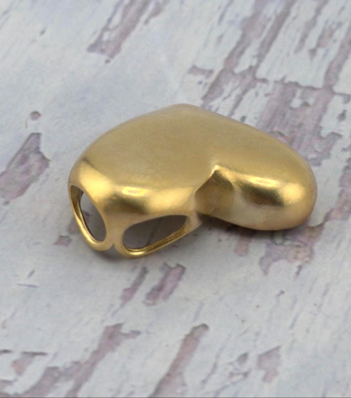 Asymmetrical Half-Puffy Heart Charm, Satin 18k Gold Plated - 053