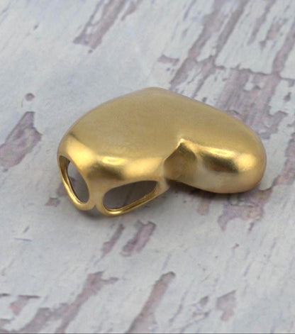 Asymmetrical Half-Puffy Heart Charm, Satin 18k Gold Plated - 053