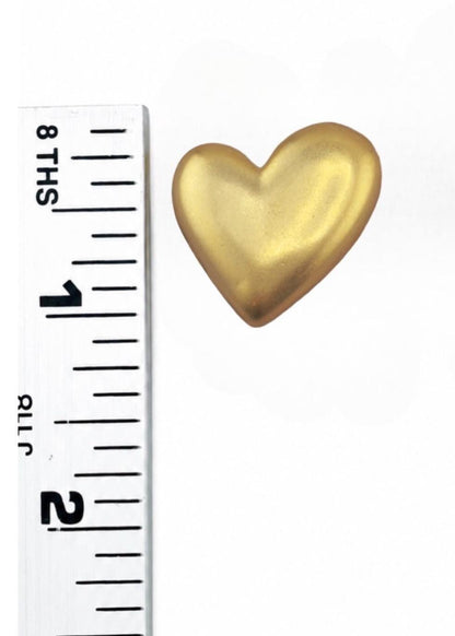 Asymmetrical Half-Puffy Heart Charm, Satin 18k Gold Plated - 053