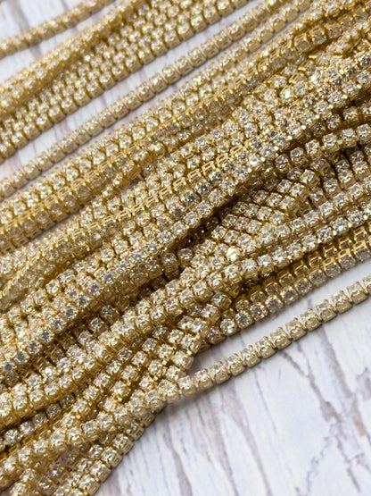 1.6mm Dainty Tennis Chain Micro Pave Necklace, Satin Gold Plated - 004