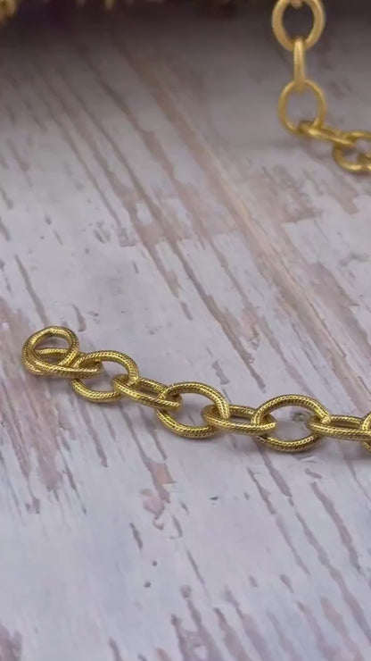Large Oval Textured Cable Chain, Antiqued Gold Plated - G104-CH