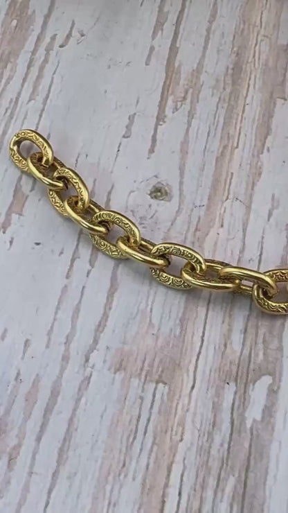7x10mm Oval Textured Chain, Antiqued 18k Gold Plated - G115-CH