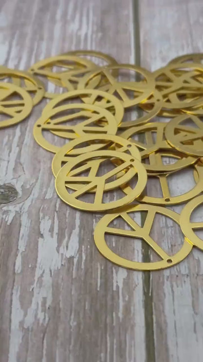 Lightweight Peace Sign Pendant, Satin 18k Gold Plated - ST603