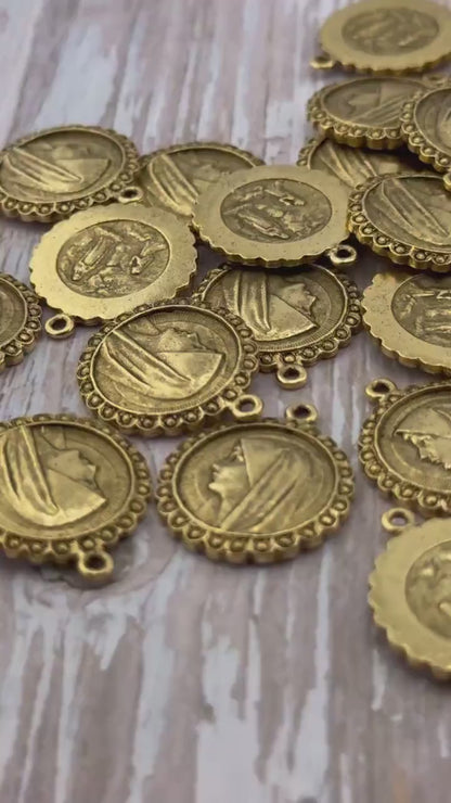 Médaille de la Vierge Marie Notre-Dame de Lourdes, en plaqué or 18 carats vieilli - AG002