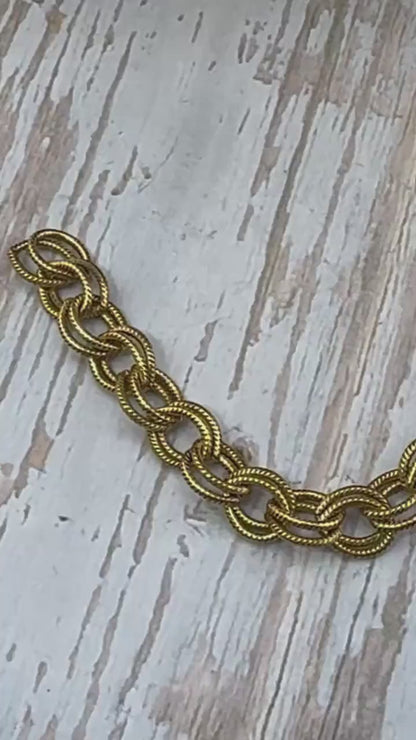 Chaîne texturée double torsade, plaquée or 18 carats vieilli - G120-CH
