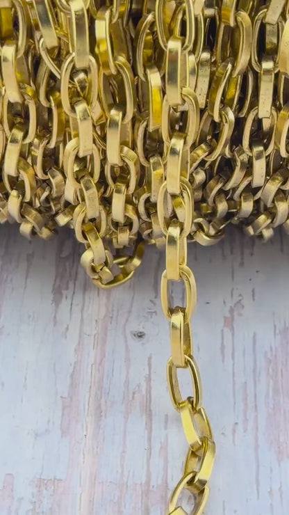 Long Link Paperclip Chain, Antiqued 18k Gold Plated - G101-CH