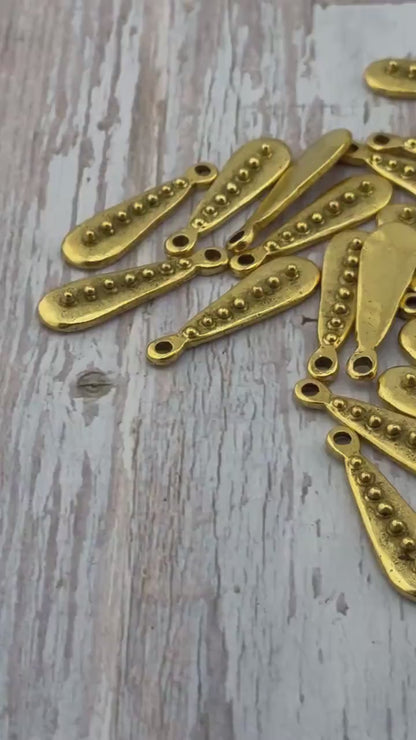 Long Dotted Pendant, Antiqued 18k Gold Plated - AG128