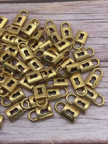 Small Padlock Charm, Antiqued 18K Gold Plated - AG583