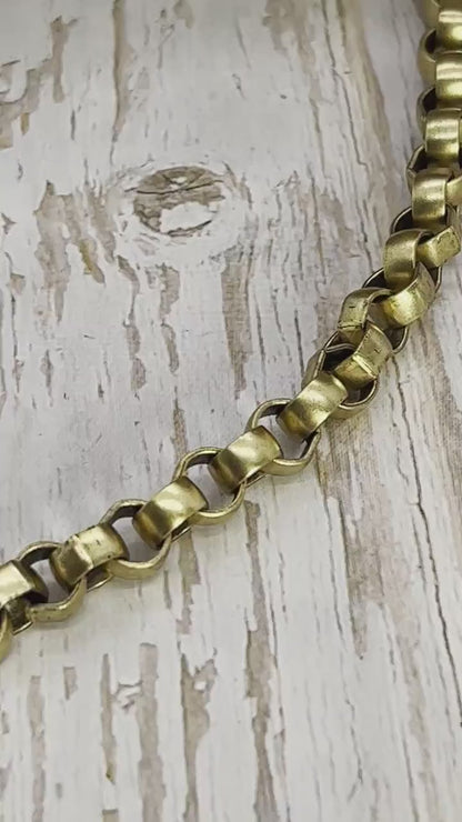 Large Rolo Chain, Antiqued 18k Gold Plated - G093-CH