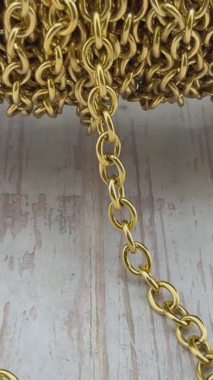 Chaîne torsadée épaisse et lisse, plaquée or 18 carats vieilli - G097-CH