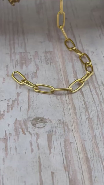 Large Paperclip Link Chain, Antiqued 18k Gold Plated - G099-CH